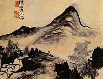 Conversación de Shitao con la montaña 1707 chino tradicional. Pinturas al óleo